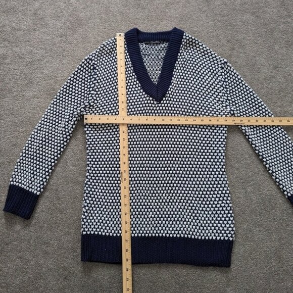 Zara Knit blue and white hollow pullover sweater size Large - Picture 6 of 9